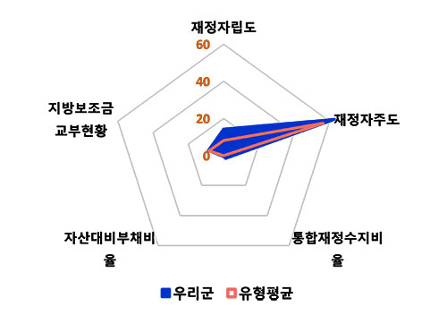 주요 재정지표값 및 유형평균 대비 위상